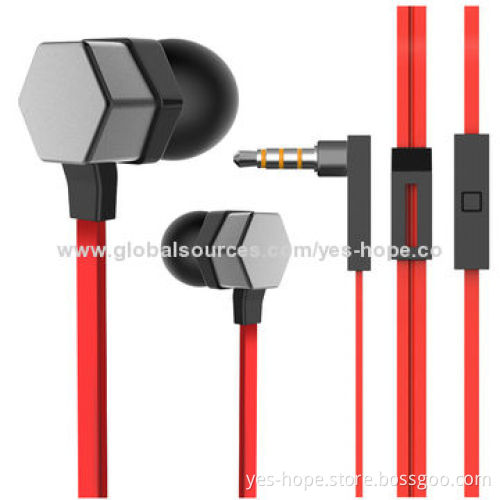 In-ear Stereo Sound Wired Metal Earphones with Microphone